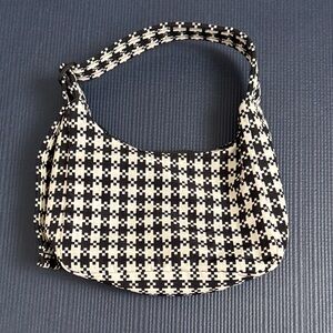 BAGGU Black and Cream Checkered Shoulder Bag